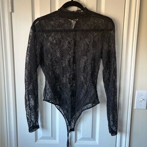 H&M Black Sheer Lace Bodysuit